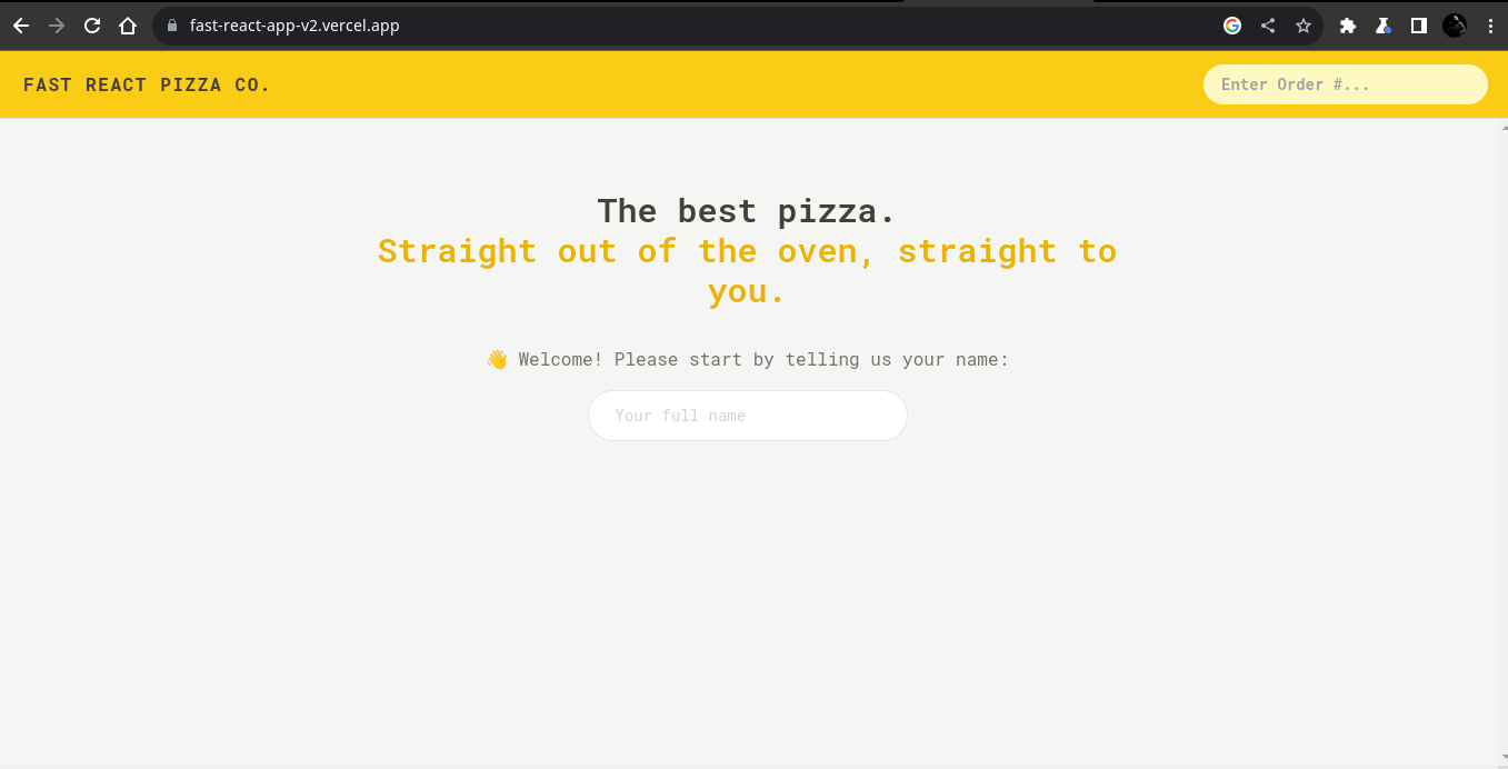 preview of the fast-react-pizza app